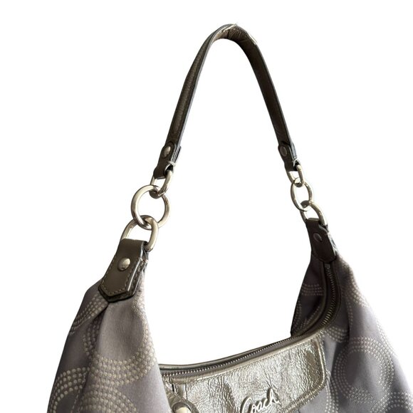 Coach Dotted Jacquard C Print Ashley Shoulder Bag Women's Gray White Modern - Picture 4 of 11